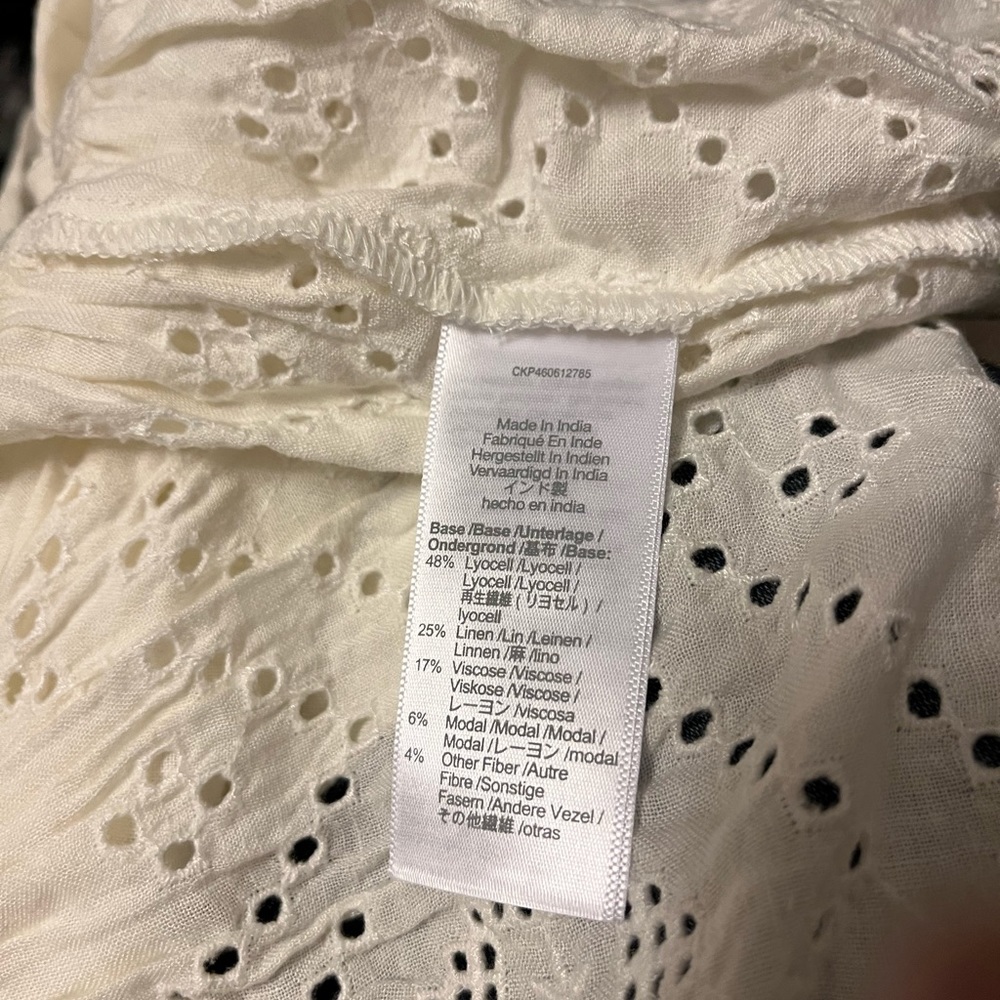 NWT Size 1X Madewell Rosalie Tie-Strap Top in Geo Eyelet White - Picture 6 of 6